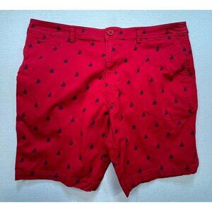 Tackle & Tides Men's Nautical Chino Shorts Flat Front Summer Cotton Size 40 Red